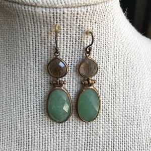 Stella & Dot Brushed Gold purple & green earrings